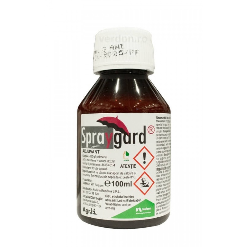 Adjuvant SPRAYGARD - 100 ml, Nufarm, Cereale, Legume, Pomi fructiferi