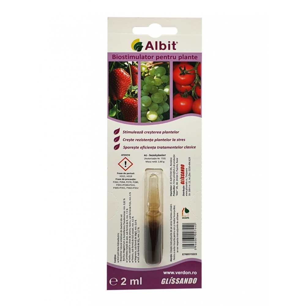 Biostimulator ALBIT - 2 ml, Tratament Seminte si Ingrasamant Foliar Concentrat