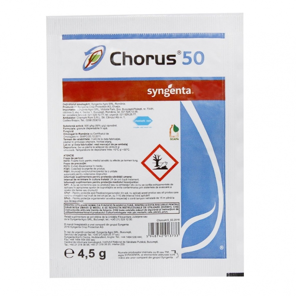 Fungicid CHORUS 50 WG - 4,5 g, Syngenta, Sistemic
