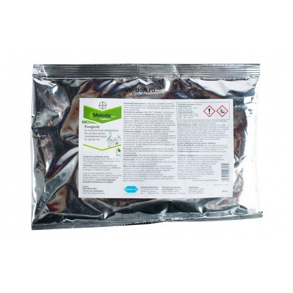 Fungicid MELODY COMPACT 49 WG - 200 g, Bayer, Sistemic, Vita de vie