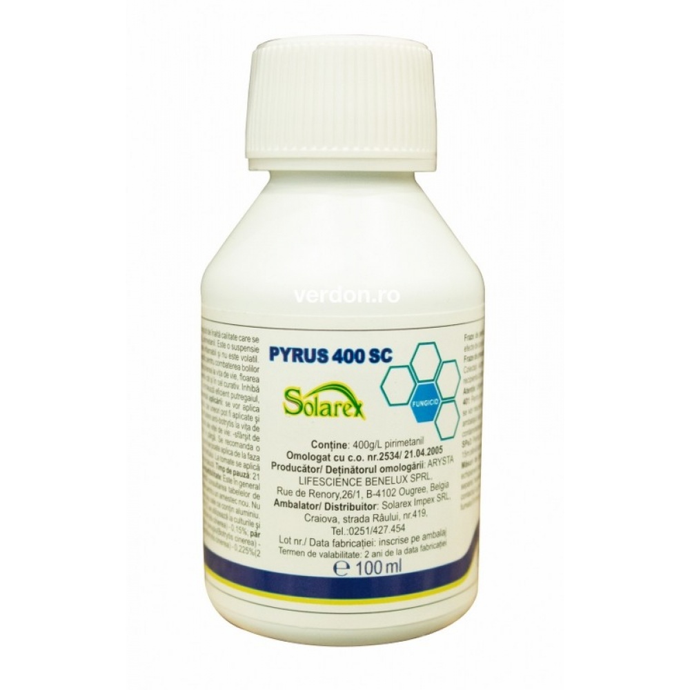 Fungicid PYRUS 400 SC - 100 ml, Arysta LifeScience, Contact, Putregai cenusiu, Rapan