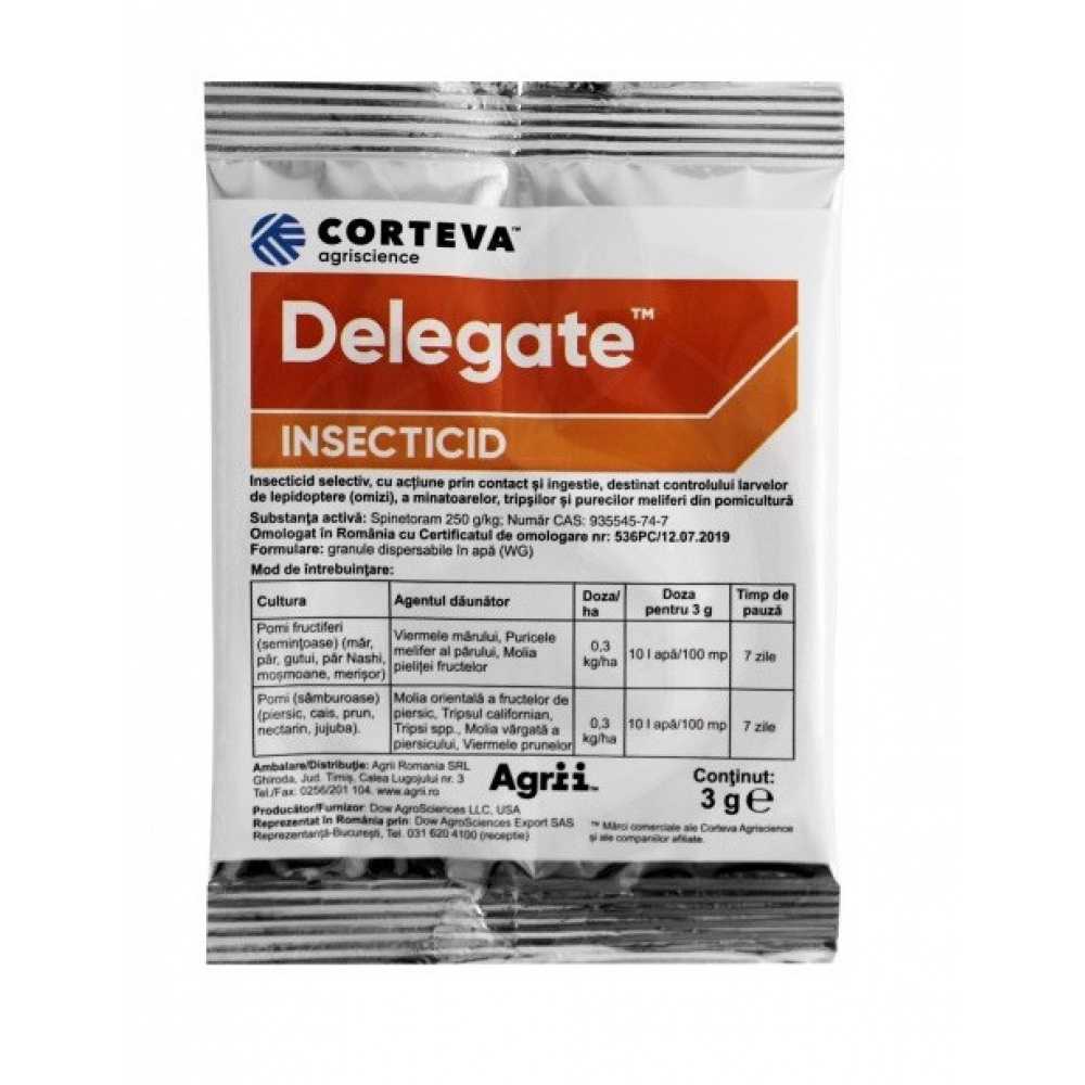 Insecticid DELEGATE - 3 g, Dow AgroSciences, Contact, Pomi fructiferi