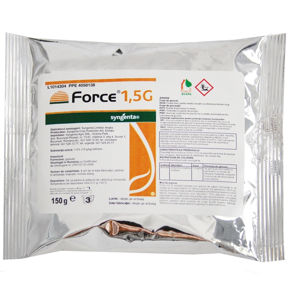 Insecticid FORCE 1,5 G - 150 g, Syngenta, Porumb, Contact